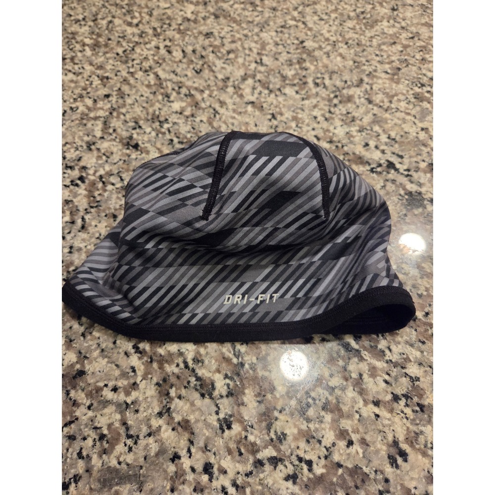Nike Beanie Unisex OS Grey Black Reversible Dri-FIT Reflective Skull Cap